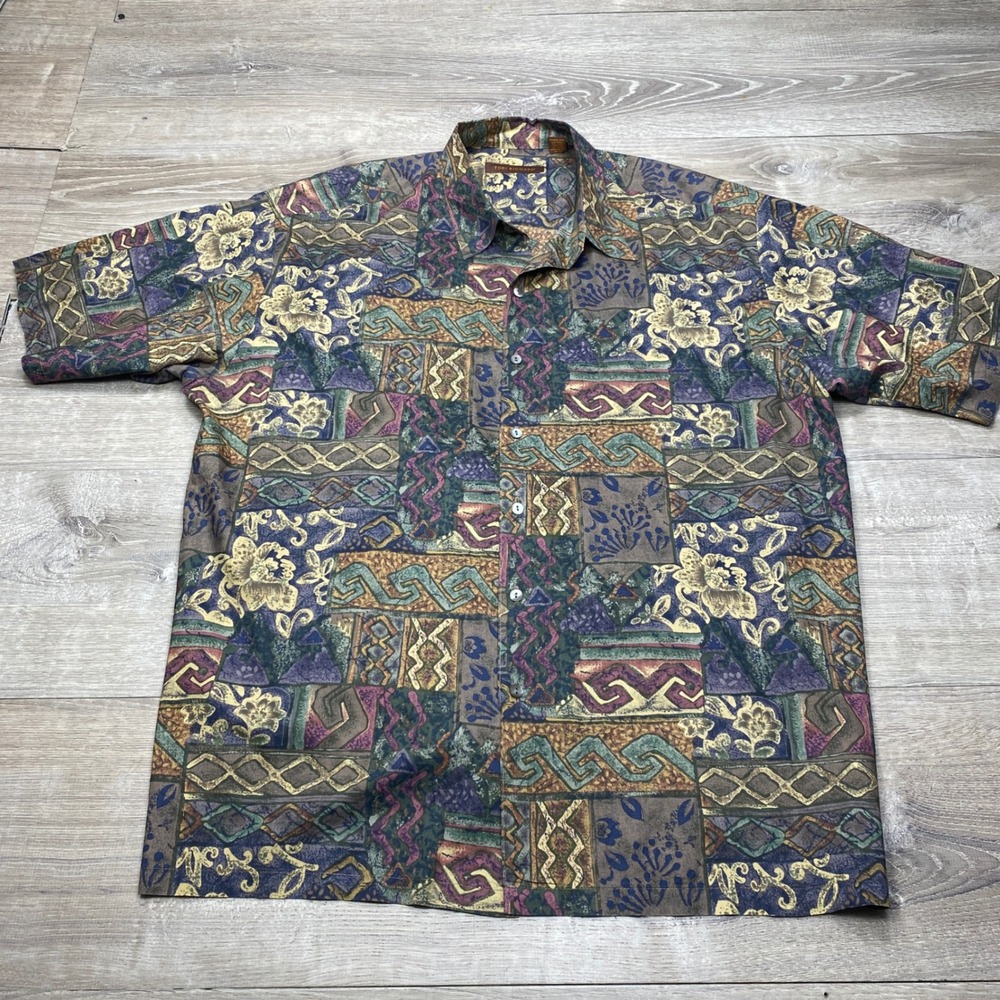 Tori Richard Button Up Shirt‎ Mens 2XL Multi Color Abstract Cotton Casual USA